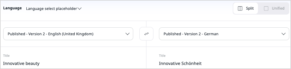 Compare translations screen